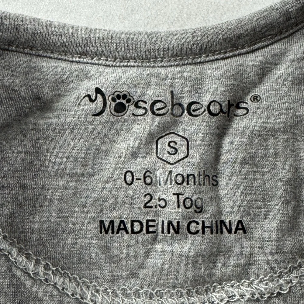Mosebears 2.5 TOG Baby‎ 0-6 Months Gray Bamboo Sleep Sack Wearable Blanket